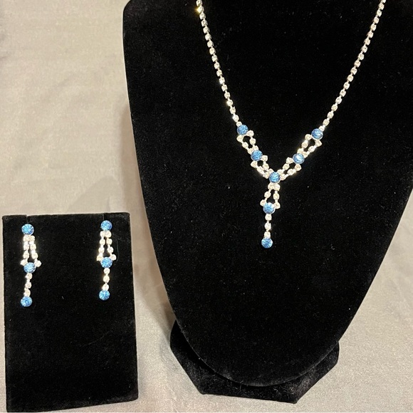 Prom/Special Occasion Necklace and Earrings, Light Blue - Picture 2 of 15